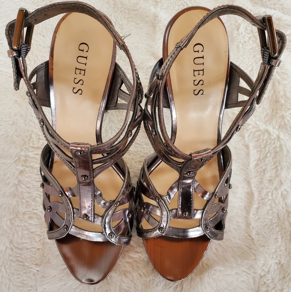 Guess wood heel, metallic straps - Picture 2 of 7